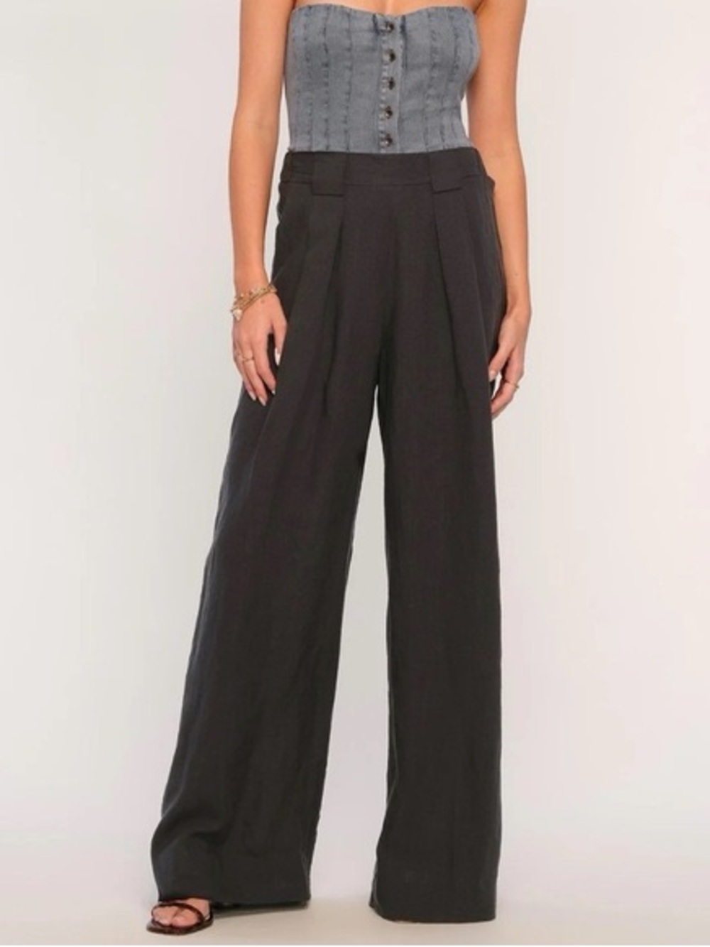 Heartloom Black Wide-Leg High-Rise Trousers
